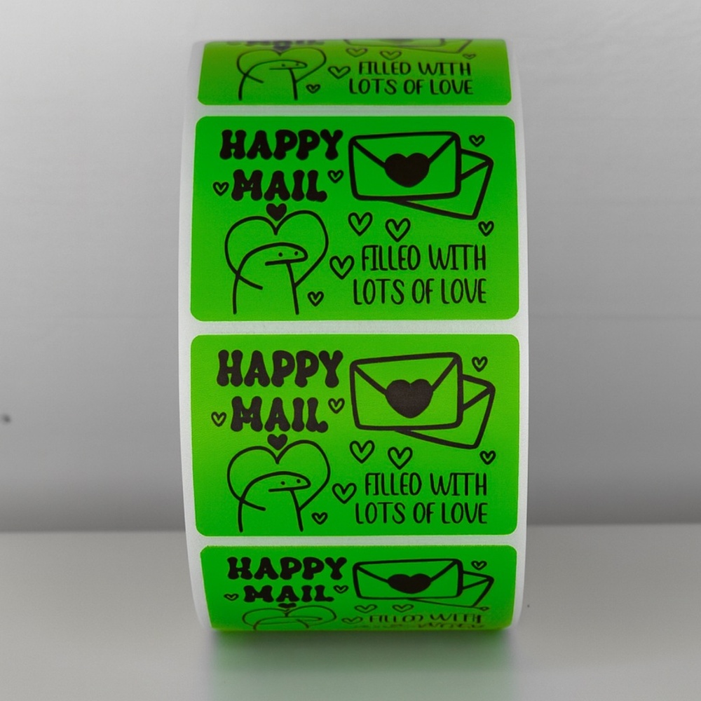 Happy Mail Stickers Filled With Love | Mint Cute Packaging Labels Heart - Picture 2 of 11